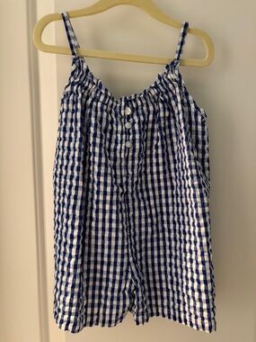 Primark Blue and White Gingham Girls' One-Piece Romper